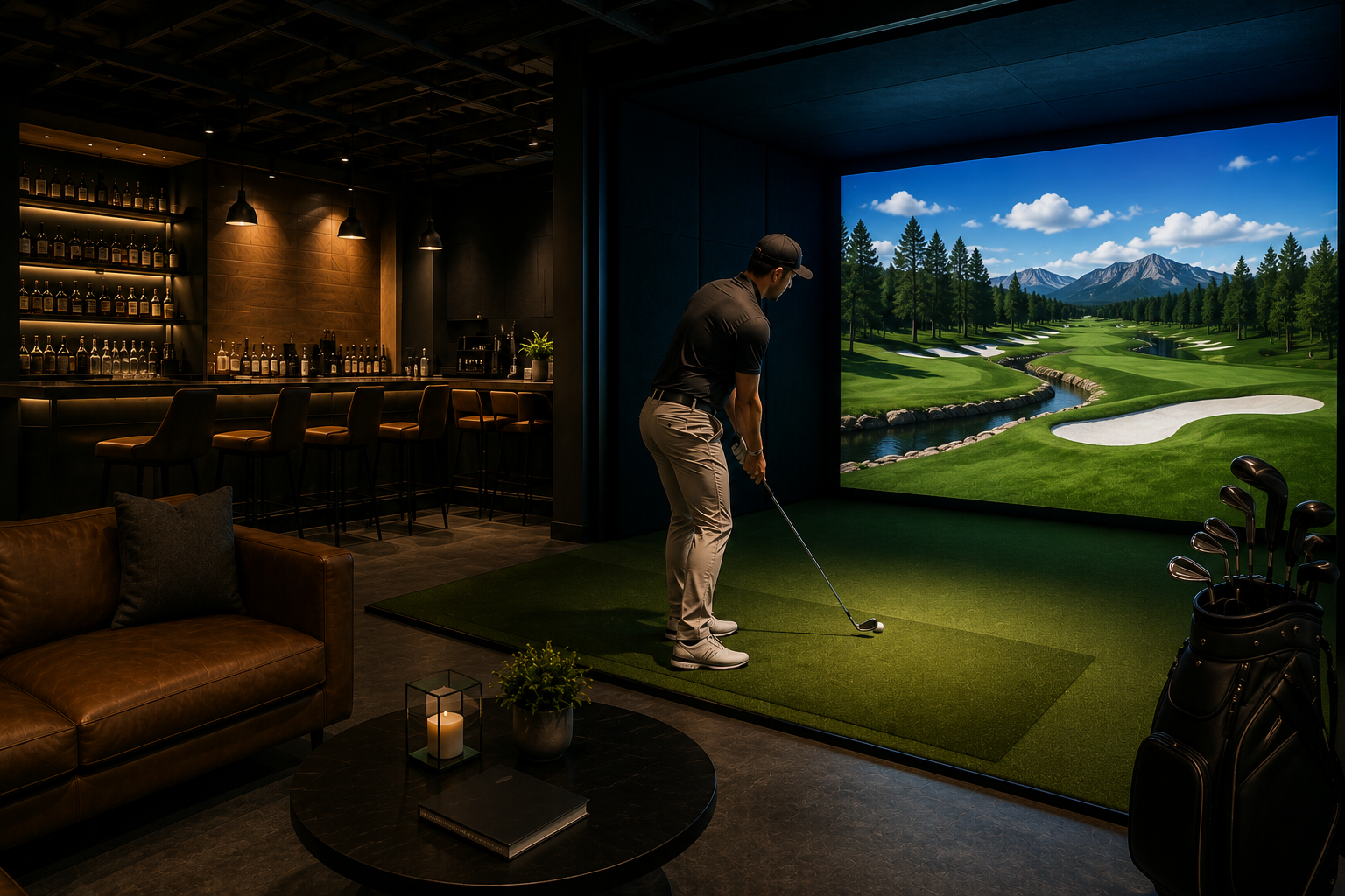 Player addressing the ball in-simulator